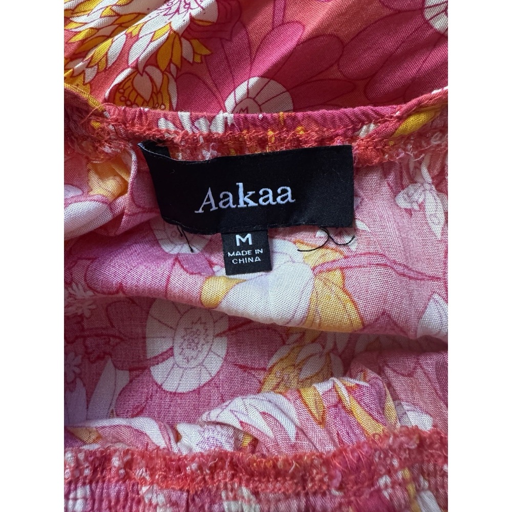 Aakaa Floral Halter Maxi Dress Sz S Boho Open Back Pink Retro Festival Rayon - Picture 5 of 9